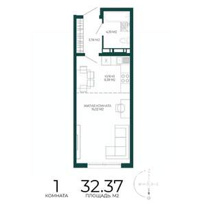1-к квартира, вторичка, 32м2, 17/17 этаж