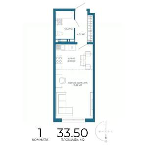 1-к квартира, вторичка, 34м2, 5/17 этаж