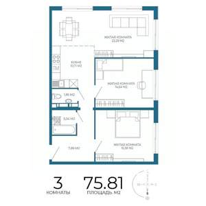 3-к квартира, строящийся дом, 76м2, 10/17 этаж