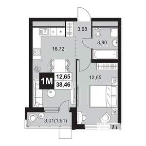 2-к квартира, вторичка, 38м2, 9/20 этаж