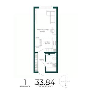 1-к квартира, вторичка, 34м2, 9/17 этаж