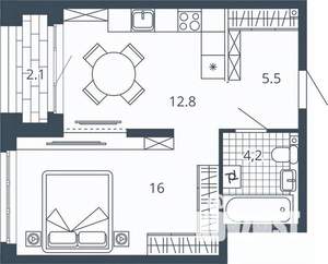 1-к квартира, вторичка, 41м2, 18/24 этаж