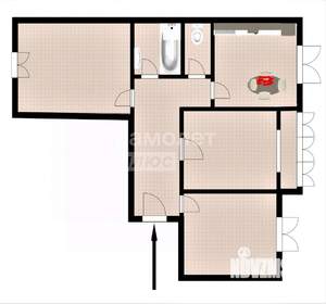 3-к квартира, вторичка, 75м2, 9/10 этаж