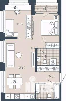 2-к квартира, вторичка, 63м2, 22/23 этаж