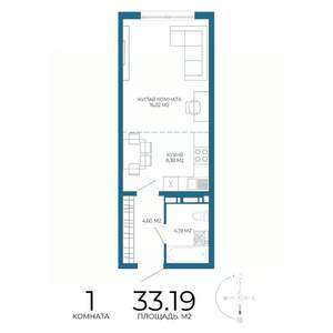 1-к квартира, строящийся дом, 33м2, 12/17 этаж