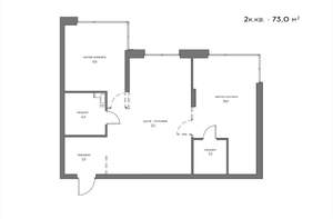 2-к квартира, вторичка, 73м2, 21/21 этаж