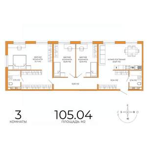3-к квартира, строящийся дом, 105м2, 7/18 этаж