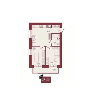 3-к квартира, вторичка, 54м2, 6/17 этаж