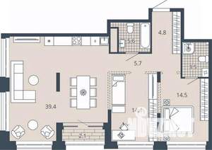 2-к квартира, вторичка, 90м2, 3/23 этаж