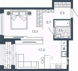 1-к квартира, вторичка, 43м2, 20/24 этаж