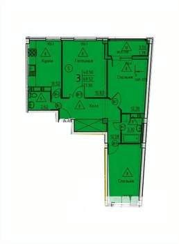 3-к квартира, строящийся дом, 71м2, 8/18 этаж