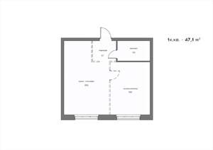 1-к квартира, вторичка, 47м2, 10/21 этаж