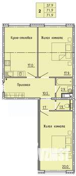 2-к квартира, вторичка, 72м2, 7/18 этаж