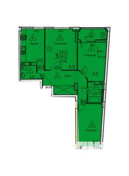 3-к квартира, строящийся дом, 71м2, 2/18 этаж
