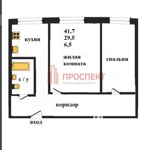 2-к квартира, вторичка, 42м2, 1/4 этаж