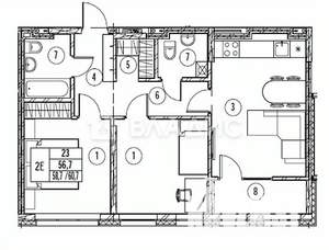 2-к квартира, сданный дом, 61м2, 1/16 этаж