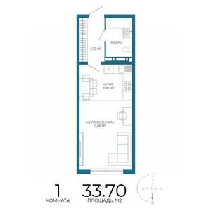 1-к квартира, строящийся дом, 34м2, 4/17 этаж