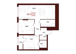 2-к квартира, вторичка, 76м2, 9/18 этаж