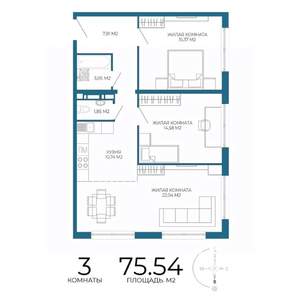 3-к квартира, вторичка, 76м2, 5/17 этаж