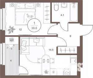 1-к квартира, вторичка, 39м2, 9/16 этаж