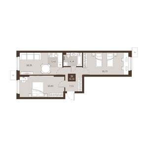 3-к квартира, вторичка, 59м2, 1/22 этаж