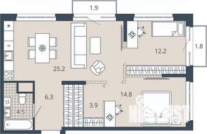 2-к квартира, вторичка, 71м2, 9/23 этаж