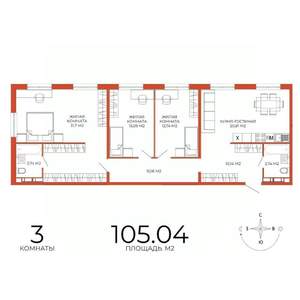 3-к квартира, вторичка, 105м2, 6/18 этаж