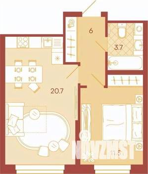 2-к квартира, вторичка, 41м2, 14/17 этаж
