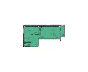 2-к квартира, строящийся дом, 61м2, 4/18 этаж