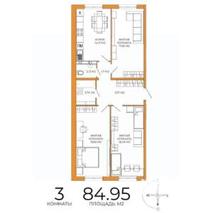 3-к квартира, строящийся дом, 85м2, 11/18 этаж