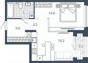 1-к квартира, вторичка, 45м2, 19/24 этаж