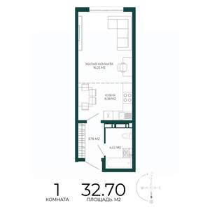1-к квартира, вторичка, 33м2, 15/17 этаж
