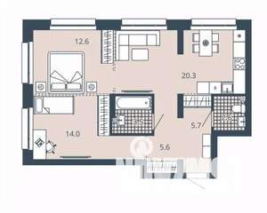 2-к квартира, вторичка, 64м2, 2/23 этаж