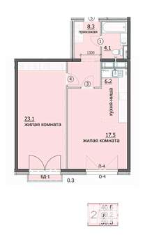 2-к квартира, строящийся дом, 60м2, 12/18 этаж