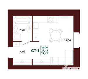 Студия квартира, вторичка, 28м2, 16/17 этаж