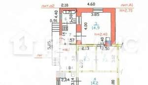 2-к квартира, вторичка, 41м2, 1/1 этаж