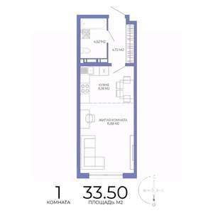 1-к квартира, строящийся дом, 34м2, 3/17 этаж
