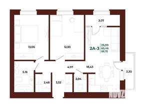 2-к квартира, вторичка, 68м2, 17/17 этаж