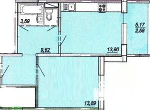 1-к квартира, вторичка, 46м2, 6/10 этаж