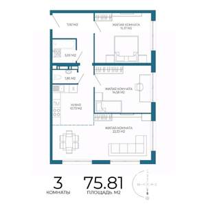 3-к квартира, вторичка, 76м2, 15/17 этаж