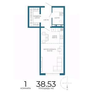 1-к квартира, строящийся дом, 39м2, 14/17 этаж