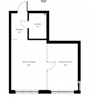 1-к квартира, вторичка, 41м2, 1/23 этаж