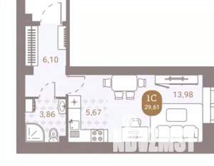 Студия квартира, вторичка, 30м2, 2/4 этаж