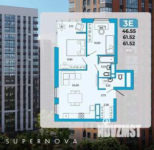 3-к квартира, вторичка, 62м2, 6/20 этаж