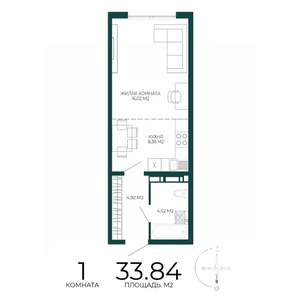 1-к квартира, вторичка, 34м2, 14/17 этаж