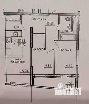 2-к квартира, вторичка, 58м2, 6/18 этаж