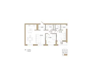 2-к квартира, вторичка, 79м2, 8/18 этаж