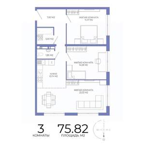 3-к квартира, строящийся дом, 76м2, 15/17 этаж