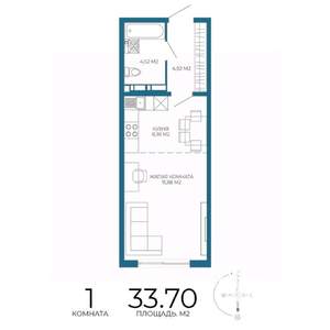 1-к квартира, строящийся дом, 34м2, 3/17 этаж