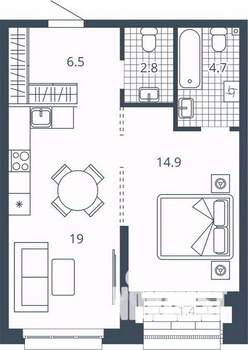 1-к квартира, вторичка, 49м2, 4/23 этаж
